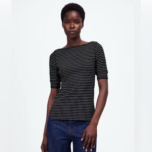 Madewell boatneck ribbed tee in stripe